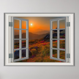 Póster Templo coreano 🍂 marco falso de la ventana