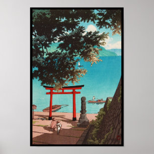 Póster Templo de Chuzenji en la playa Hasui Kawase de