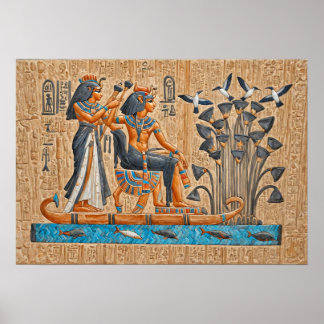 Póster Templo de Hatshepsut, Barcos faraónicos