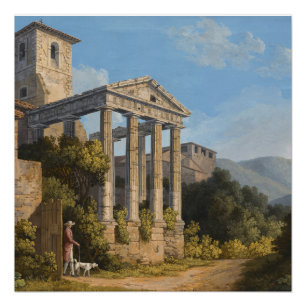 Póster Templo de Hércules, famosa pintura