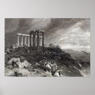 Póster Templo de Minerva Sunium, grabado por J. Saddler