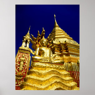 Póster Templo de oro - Chiang Mai - Tailandia