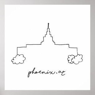 Póster templo de phoenix arizona boceto simple moderno