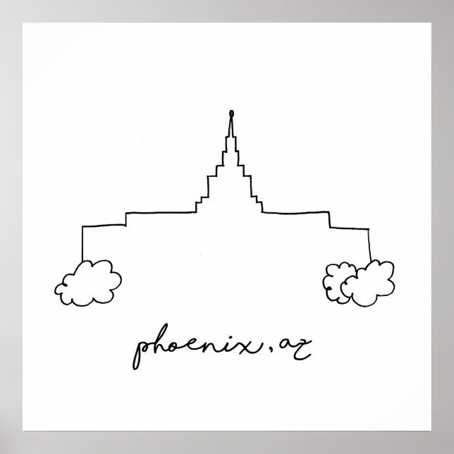 Póster templo de phoenix arizona boceto simple moderno (Frente)