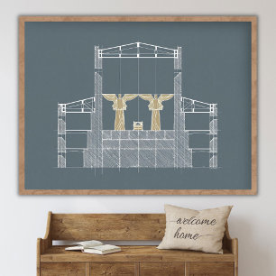 Póster Templo de Salomón Azul, Santo de los Santos, Monte