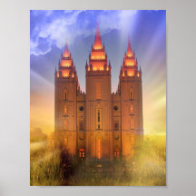 Templo de Salt Lake con vigas de sol poster