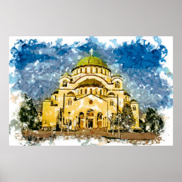 Póster Templo de San Sava Belgrado Srbija