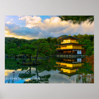 Póster Templo del Pabellón Dorado Kyoto Japón Paisaje