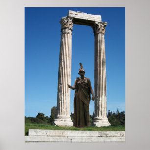 Póster Templo del Zeus-Gate olímpico con la diosa Atena