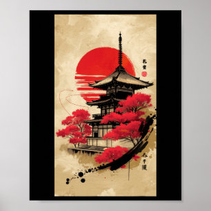 Póster Templo japonés de Kyoto Tokio