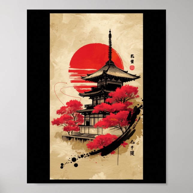 Póster Templo japonés de Kyoto Tokio (Frente)