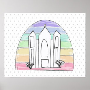 Póster Templo LDS Salt Lake City puesta de sol arcoíris m