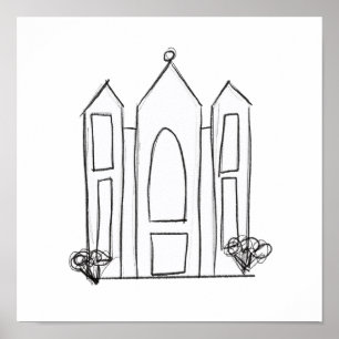 Póster Templo LDS Salt Lake City simple mormón moderno