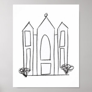 Póster Templo LDS Salt Lake City simple mormón moderno