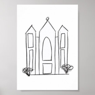 Póster Templo LDS Salt Lake City simple mormón moderno