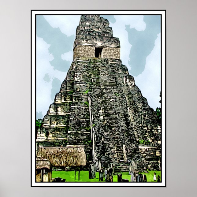 Póster Templo maya en Tikal, Guatemala (Frente)