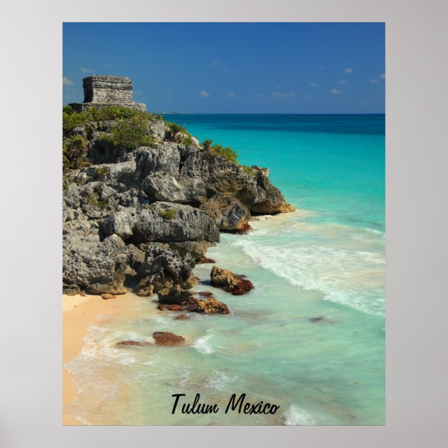 Póster Templo maya y mar Caribe (Frente)