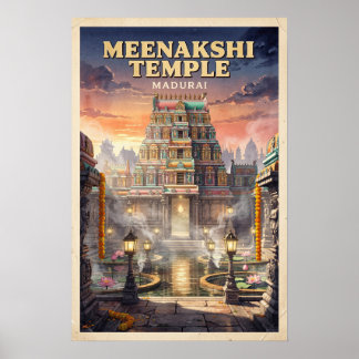 Póster Templo Meenakshi Amman Viajes Vintage