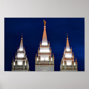 Póster Templo mormón de Salt Lake LDS en la noche