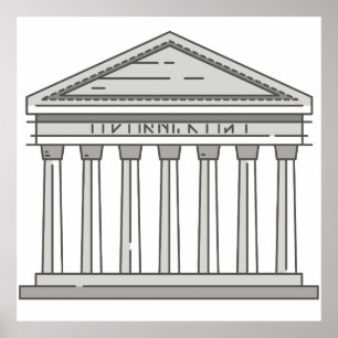 Póster Templo romano antiguo WorldLandmark del panteón de