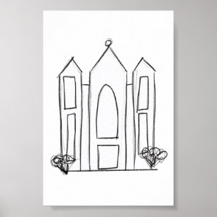 Póster Templo SUD de Salt Lake City simple moderno mormón