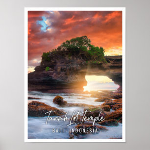 Póster Templo Tanah Lot al atardecer en Bali Indonesia