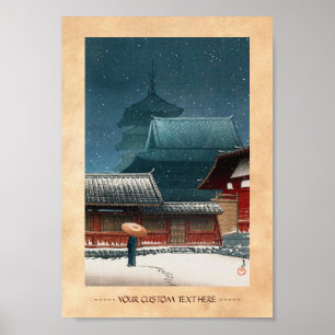 Póster Templo Tennô-ji en Osaka hasui kawase shin hanga
