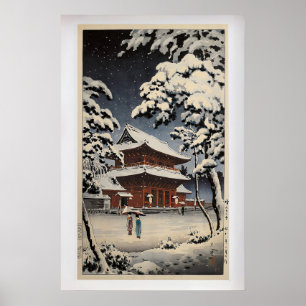 Póster Templo Zozoji en la nieve por Tsuchiya Koitsu Vin