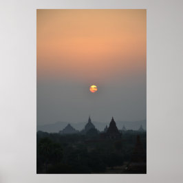 Póster Templos antiguos al atardecer - Bagan, Myanmar