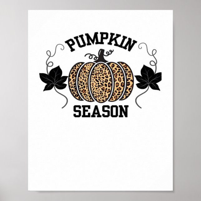 Póster Temporada de calabaza Cheetah Print Pumpkin Fall D (Frente)