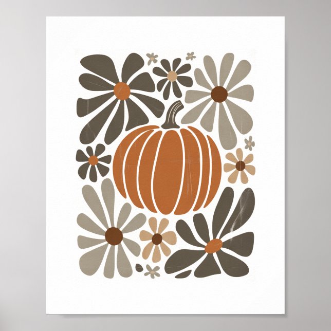 Póster Temporada de calabaza de la Caída Floral Boho (Frente)