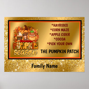 Póster Temporada de calabaza Personalizar de otoño Texto