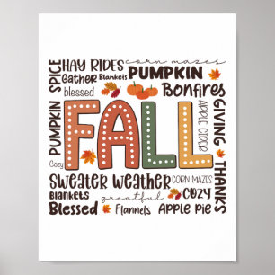 Póster Temporada de calabazas de Fall Flannel Cae Vibes O