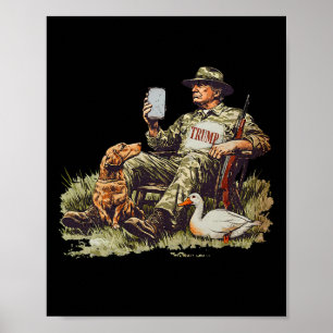 Póster Temporada de caza de patos divertida camuflaje de