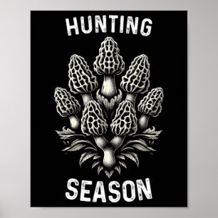 Póster Temporada de caza Morel Mushroom Hunting Morchella