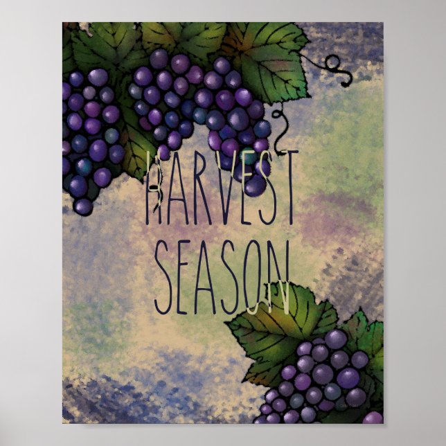 Póster Temporada de cosecha | Uvas moradas (Frente)