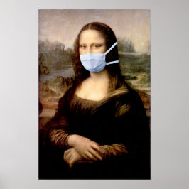 Póster Temporada de gripe Mona Lisa con máscara