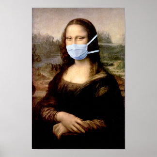 Póster Temporada de gripe Mona Lisa con máscara