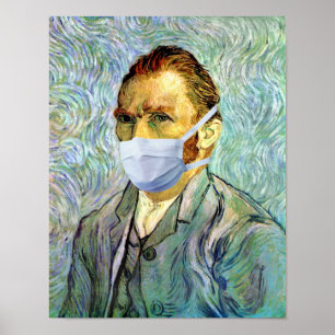 Póster Temporada De Gripe Van Gogh Con Máscara