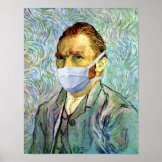 Póster Temporada de gripe Van Gogh con máscara
