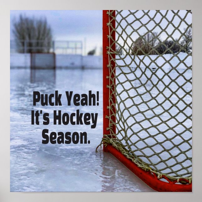 Póster Temporada de hockey Hielo Frío Humor Gracioso Puck (Frente)