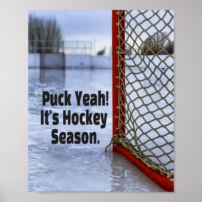 Póster Temporada de hockey Hielo Frío Humor Gracioso Puck (Frente)