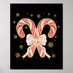 Póster Temporada de Navidades Retro Coquette Bow Candy Ca