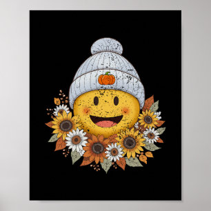 Póster Temporada de Otoño Acogedor Boho Floral Sonrisa Ot