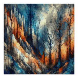 Póster Temporada De Otoño En Woods - AI - Artwork