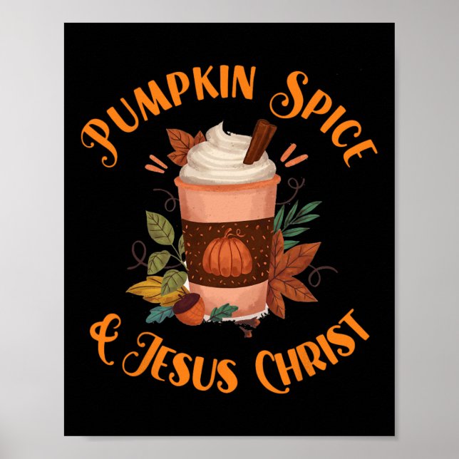Póster Temporada de otoño, especias de calabaza y Jesucri (Frente)