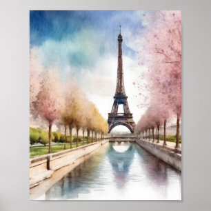 Póster Temporada de primavera en París en la Torre Eiffel