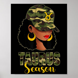 Póster Temporada de Taurus Mujer negra afroamericana Cap 