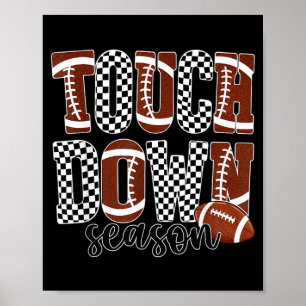 Póster Temporada de touchdown, mamá de fútbol a cuadros d