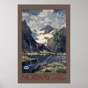 Póster Temporada de Verano en Noruega Junio Septiembre Vi